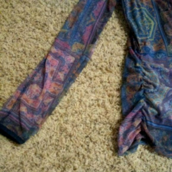 Nwt Lucky In Love Mesh Long Sleeve Women Shirt Top w/ Cami M Medium - Picture 9 of 10